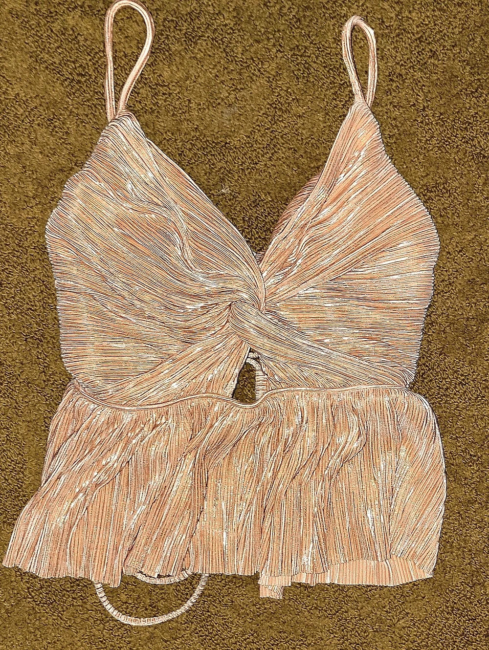 Sabina Musayev Aya Top Metallic Crop Top in Pink Size XS